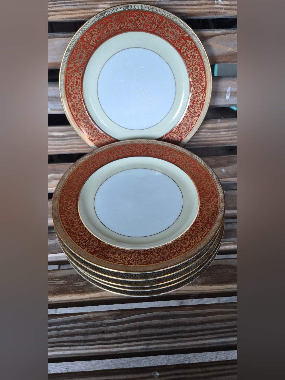 Noritake Japan Rubigold Gold Scrolls Set of 6 Salad Plates 8inch Rare Find